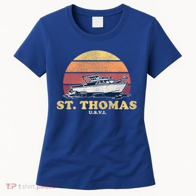 Saint Thomas USVI Vintage Boating 70s Retro Boat Design  Women's T-Shirt