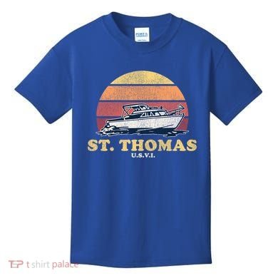 Saint Thomas USVI Vintage Boating 70s Retro Boat Design  Kids T-Shirt