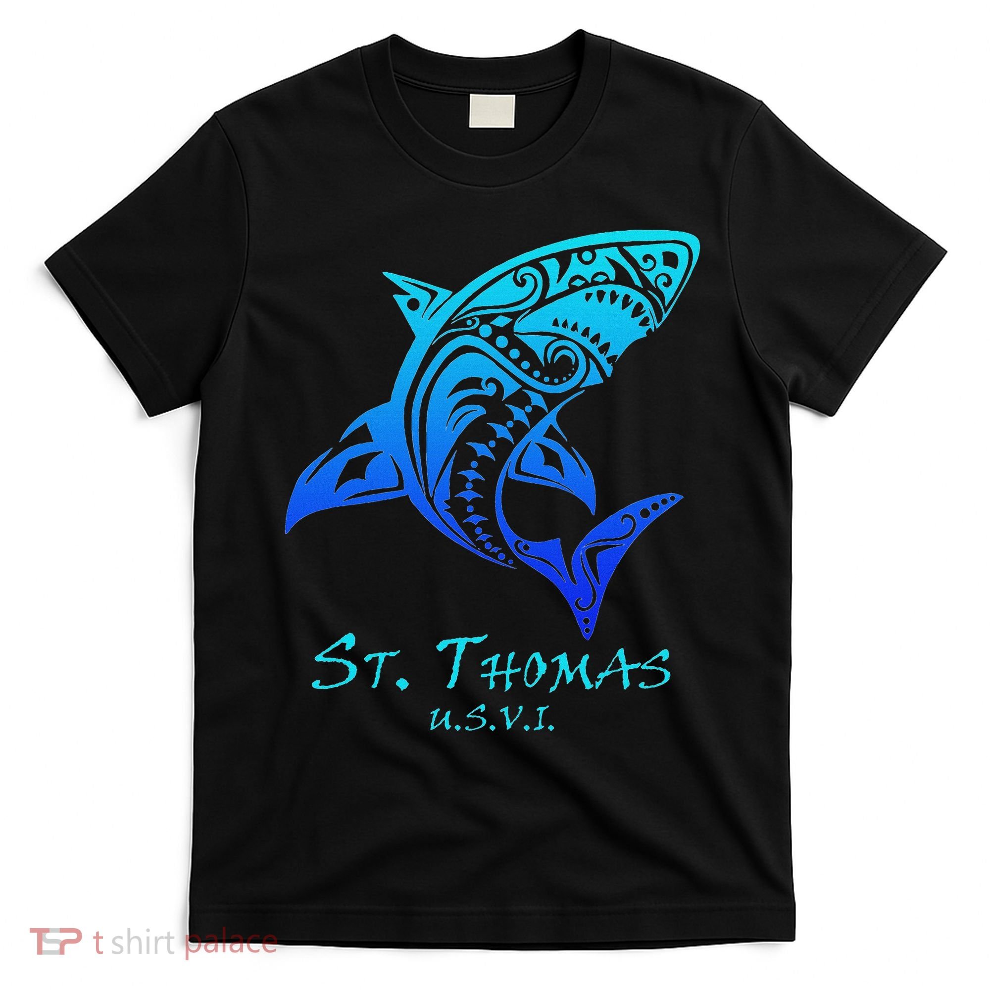 St. Thomas, Usvi Vintage Retro Tribal Shark Vacation T-Shirt