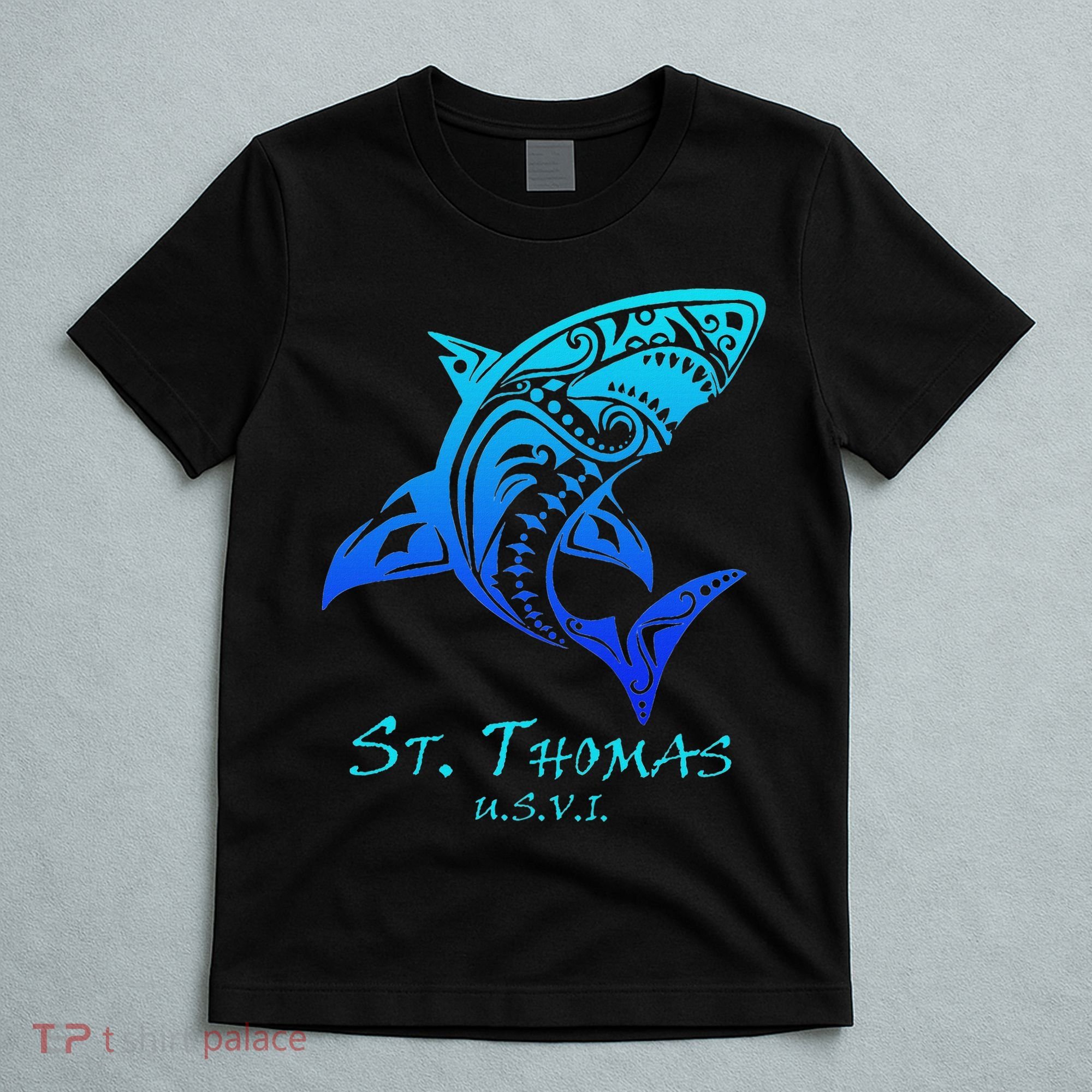 St. Thomas, Usvi Vintage Retro Tribal Shark Vacation T-Shirt