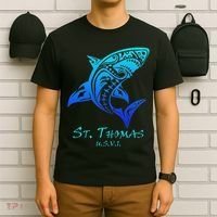 St. Thomas, Usvi Vintage Retro Tribal Shark Vacation T-Shirt thumb 6