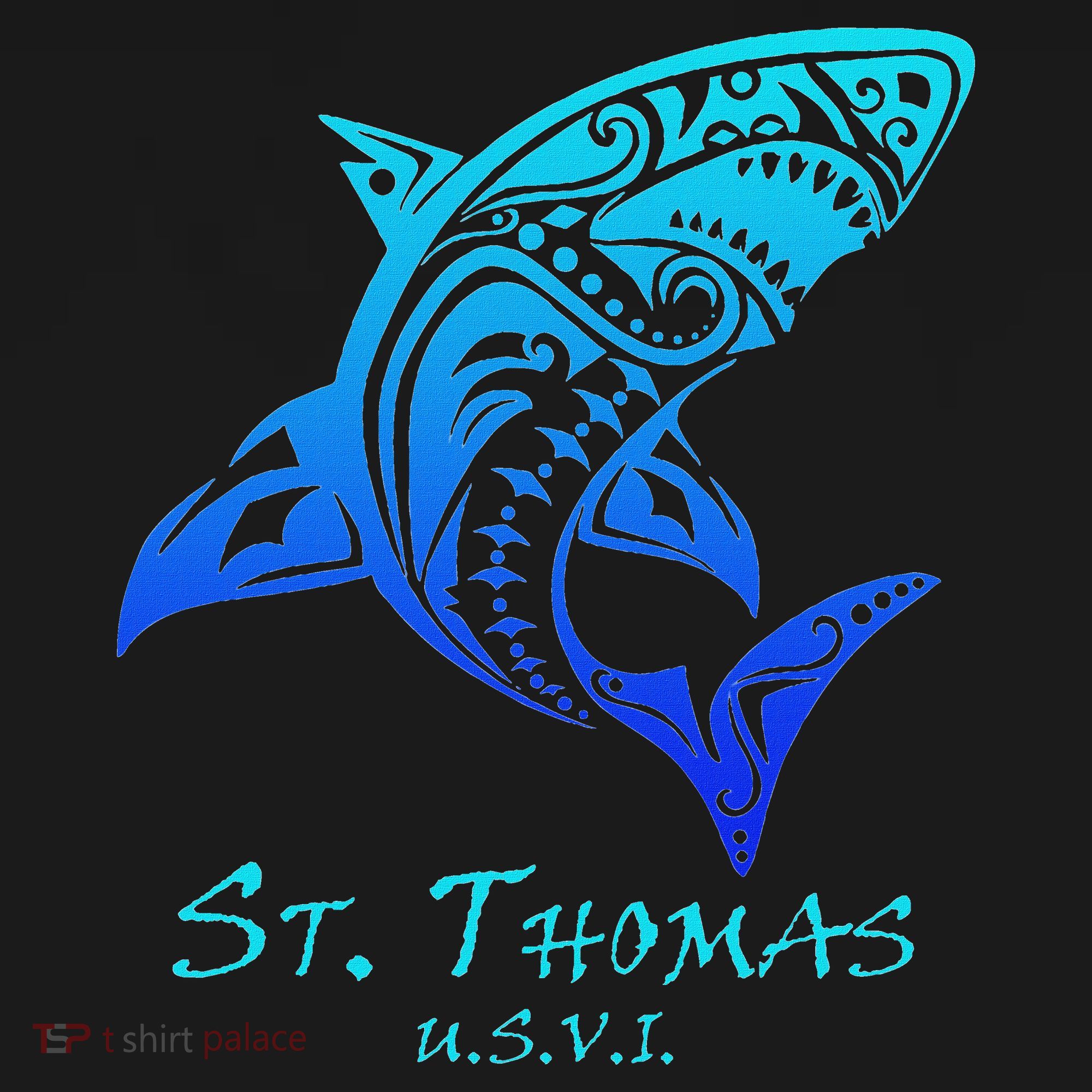 St. Thomas, Usvi Vintage Retro Tribal Shark Vacation T-Shirt