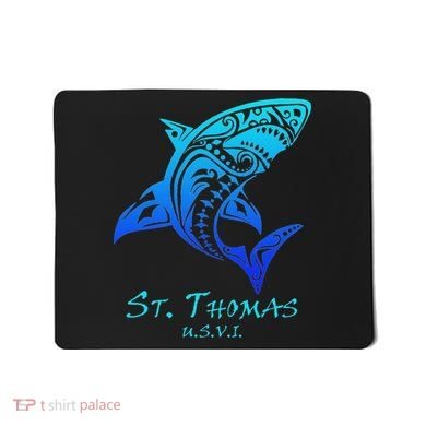 St. Thomas, Usvi Vintage Retro Tribal Shark Vacation Mousepad