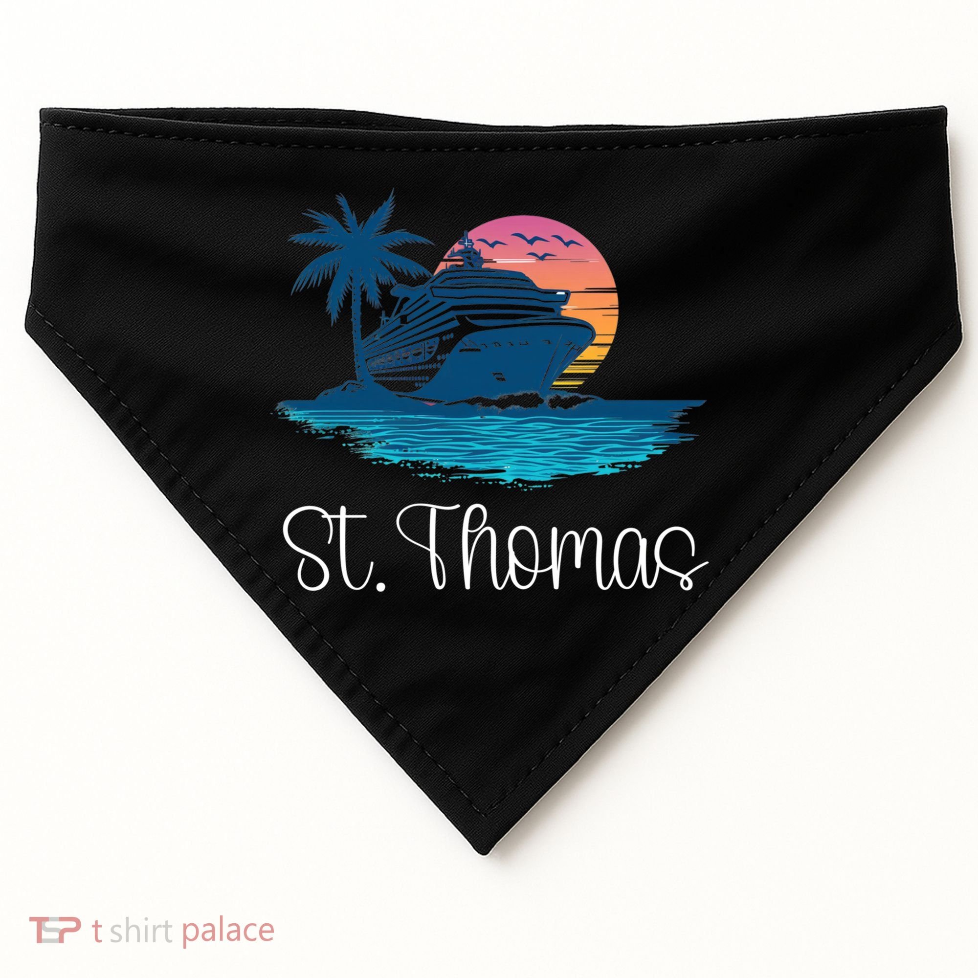 St Thomas Usvi Islands Holiday Cruise Cruising Cool Gift USA-Made Doggie Bandana