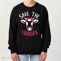 Save The Udders Breast Cancer Awareness Cow Women's Sweatshirt thumb 0