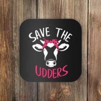 Save The Udders Breast Cancer Awareness Cow Coaster thumb 0