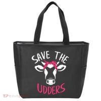Save The Udders Breast Cancer Awareness Cow Tote Bag thumb 0