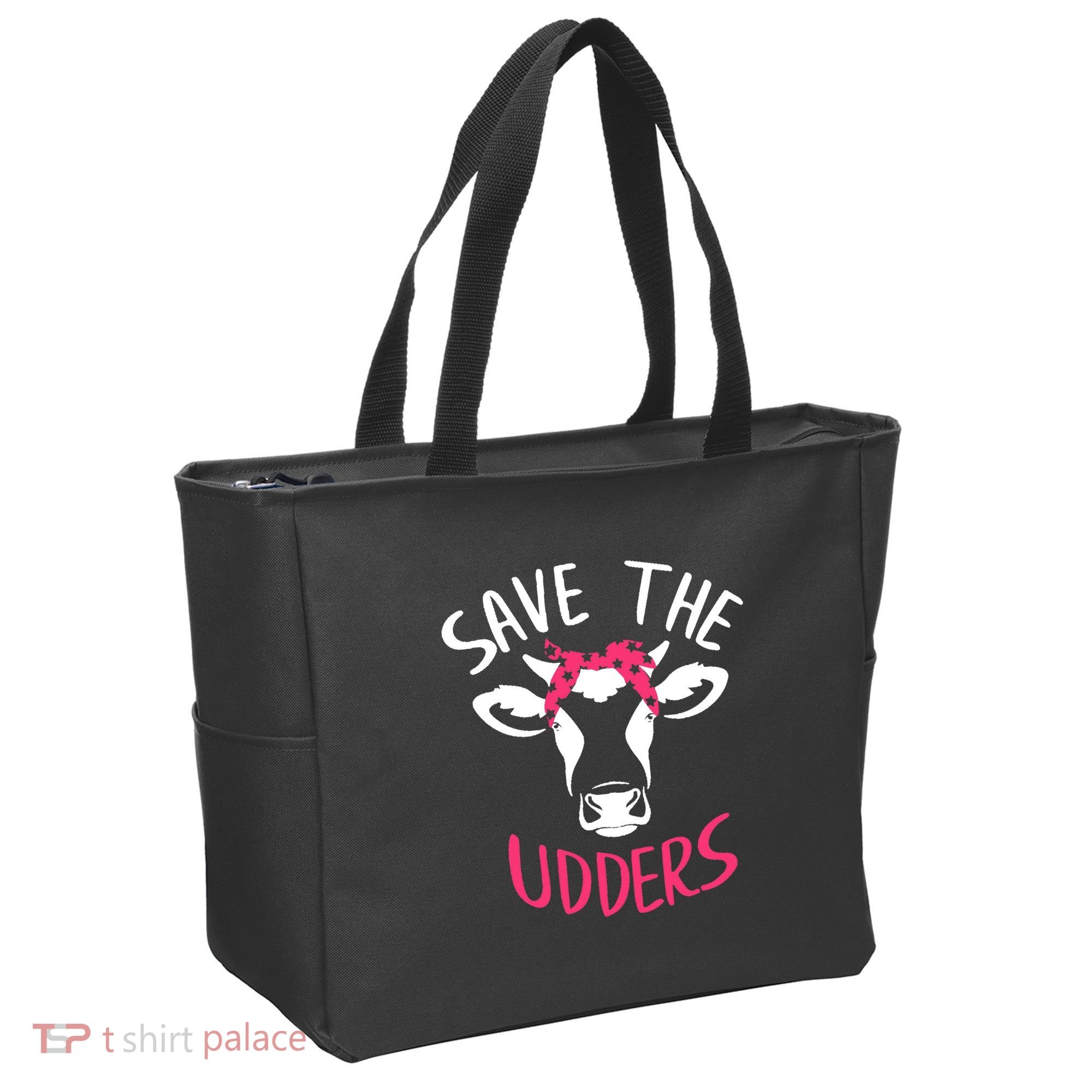 Save The Udders Breast Cancer Awareness Cow Tote Bag