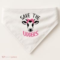 Save The Udders Breast Cancer Awareness Cow USA-Made Doggie Bandana thumb 0