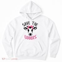 Save The Udders Breast Cancer Awareness Cow Hoodie thumb 0