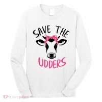 Save The Udders Breast Cancer Awareness Cow Long Sleeve Shirt thumb 0
