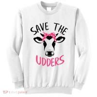 Save The Udders Breast Cancer Awareness Cow Sweatshirt thumb 0