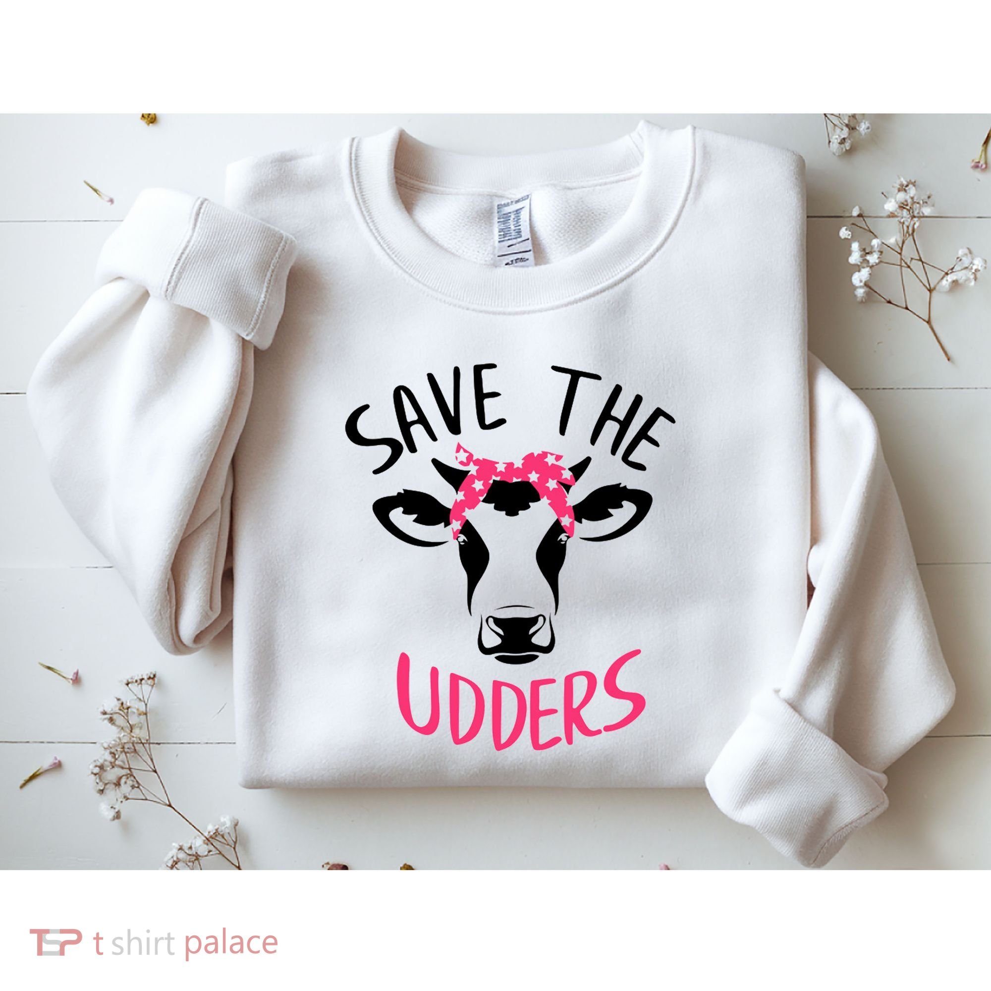 Save The Udders Breast Cancer Awareness Cow Sweatshirt