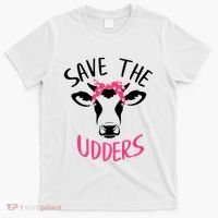 Save The Udders Breast Cancer Awareness Cow T-Shirt thumb 0
