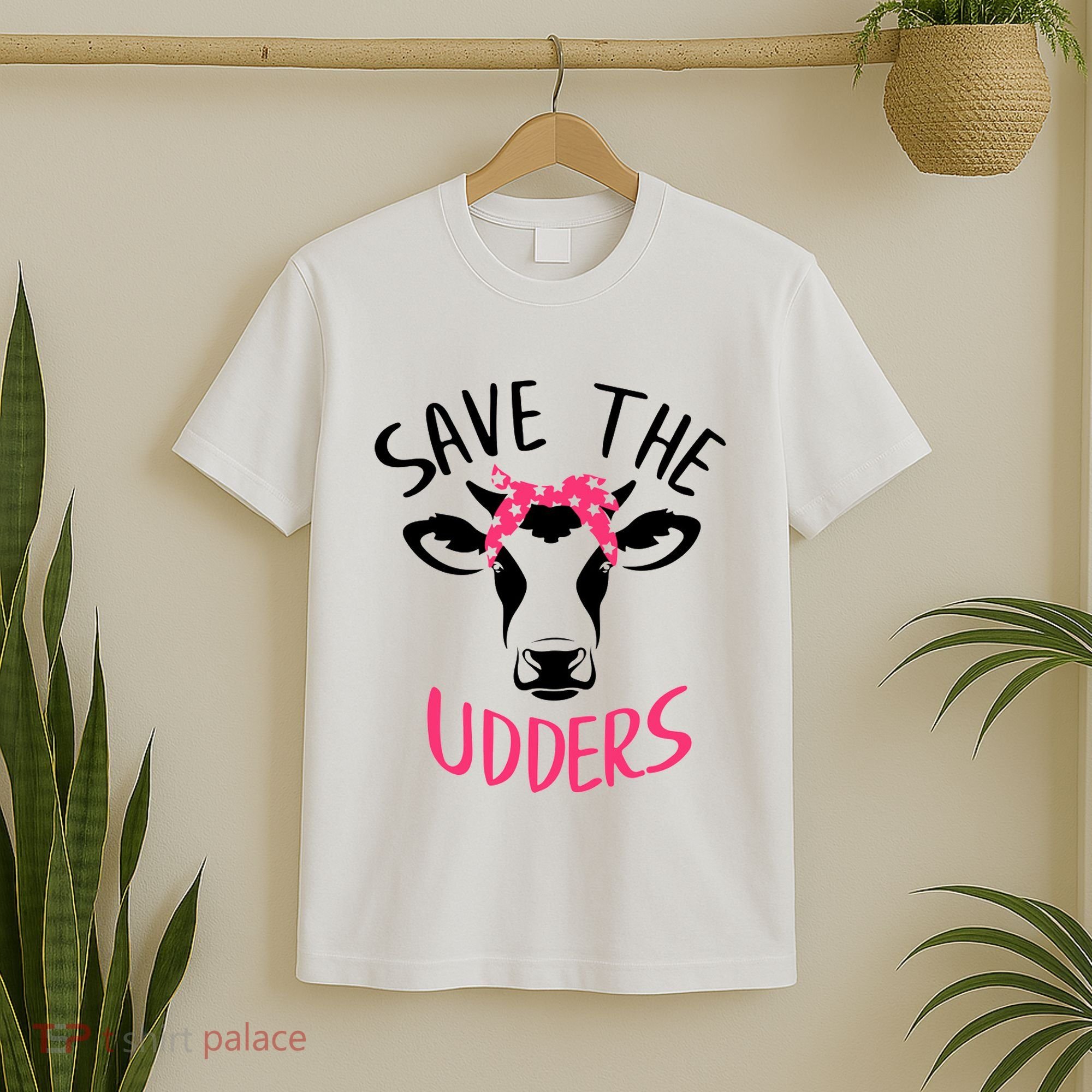 Save The Udders Breast Cancer Awareness Cow T-Shirt