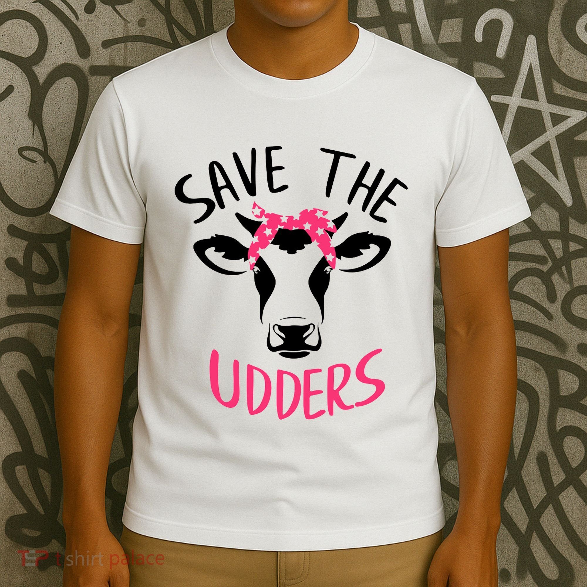 Save The Udders Breast Cancer Awareness Cow T-Shirt