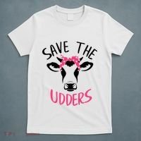 Save The Udders Breast Cancer Awareness Cow T-Shirt thumb 5