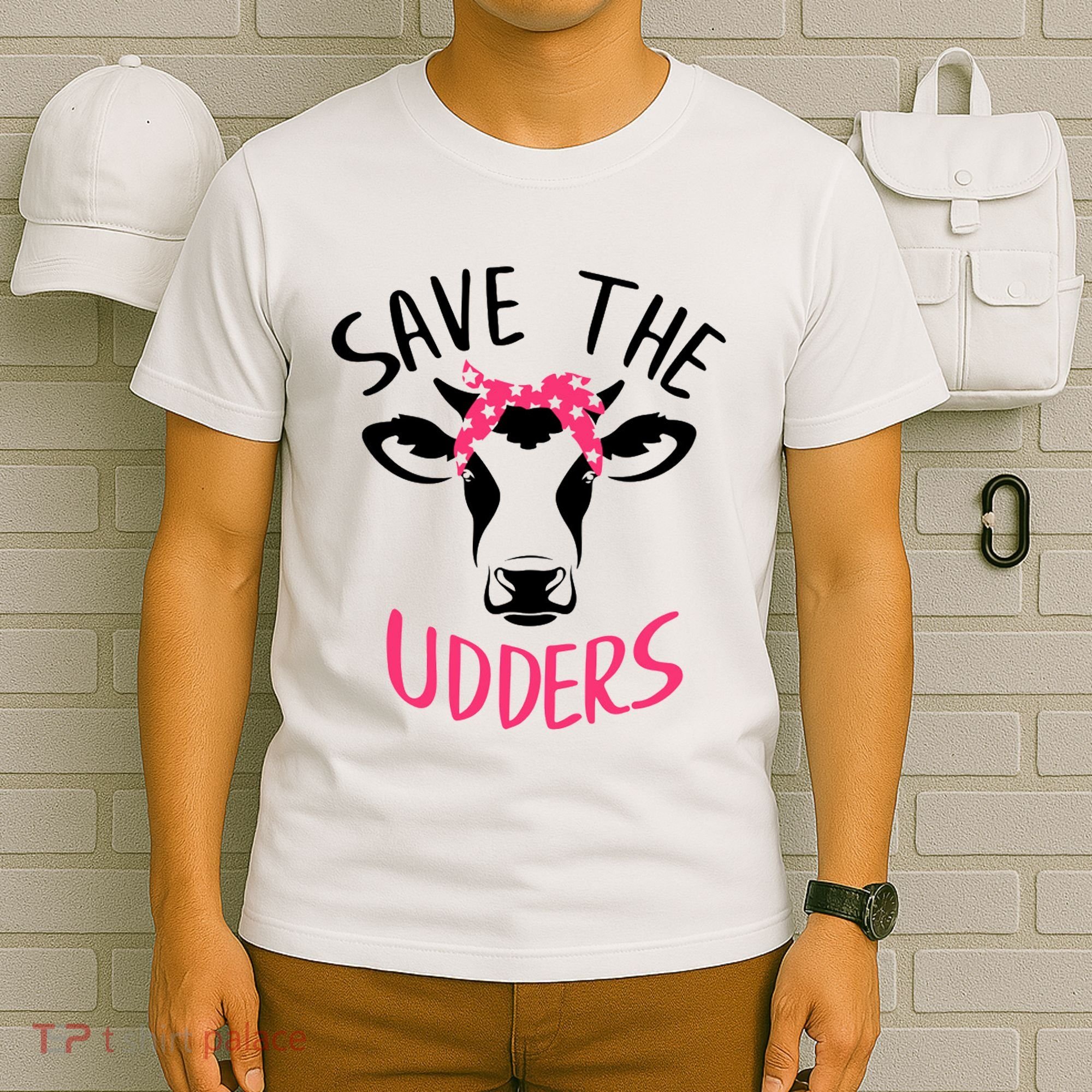 Save The Udders Breast Cancer Awareness Cow T-Shirt
