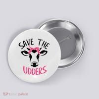Save The Udders Breast Cancer Awareness Cow Button thumb 0