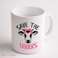 Save The Udders Breast Cancer Awareness Cow Coffee Mug thumb 1