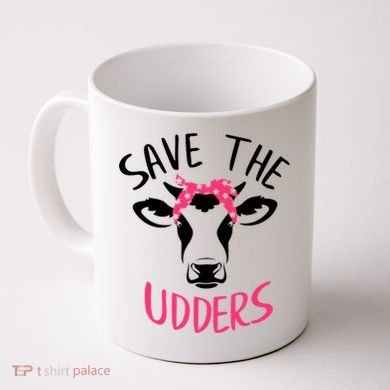 Save The Udders Breast Cancer Awareness Cow Coffee Mug