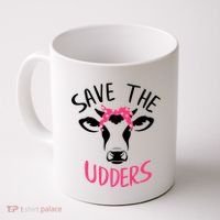 Save The Udders Breast Cancer Awareness Cow Coffee Mug thumb 0