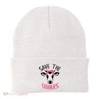 Save The Udders Breast Cancer Awareness Cow Beanie thumb 0