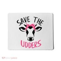 Save The Udders Breast Cancer Awareness Cow Mousepad thumb 0