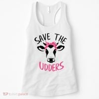 Save The Udders Breast Cancer Awareness Cow Women's Tank Top thumb 0