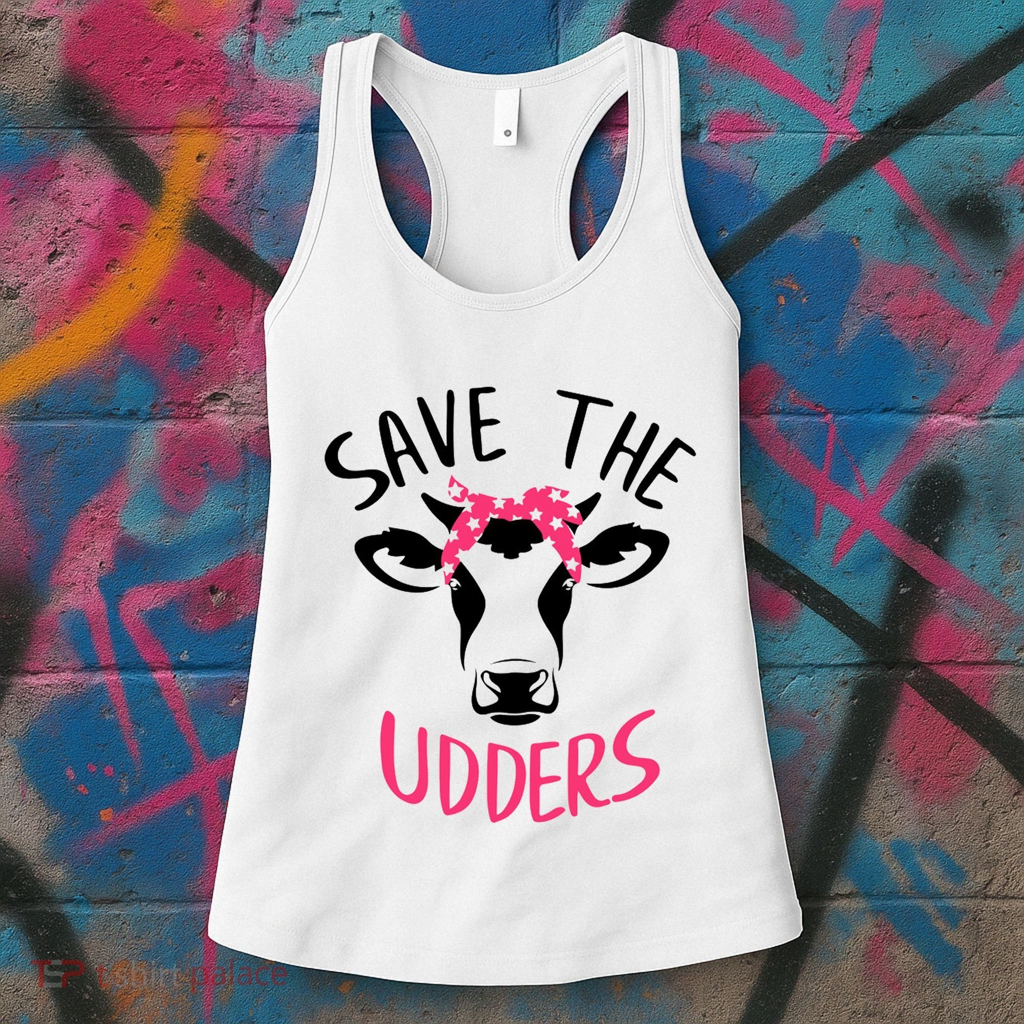 Save The Udders Breast Cancer Awareness Cow Women's Tank Top