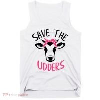 Save The Udders Breast Cancer Awareness Cow Tank Top thumb 0