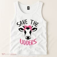 Save The Udders Breast Cancer Awareness Cow Tank Top thumb 2