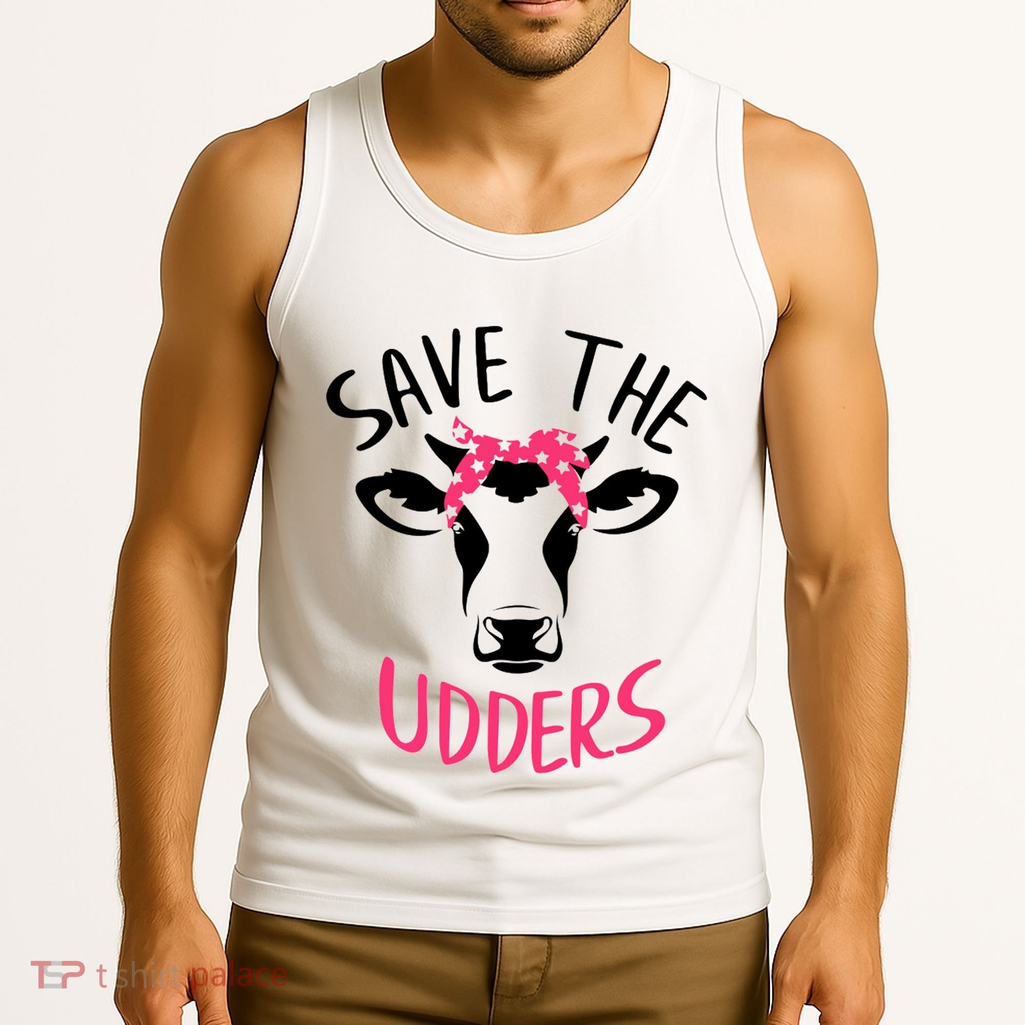Save The Udders Breast Cancer Awareness Cow Tank Top