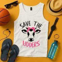 Save The Udders Breast Cancer Awareness Cow Tank Top thumb 4