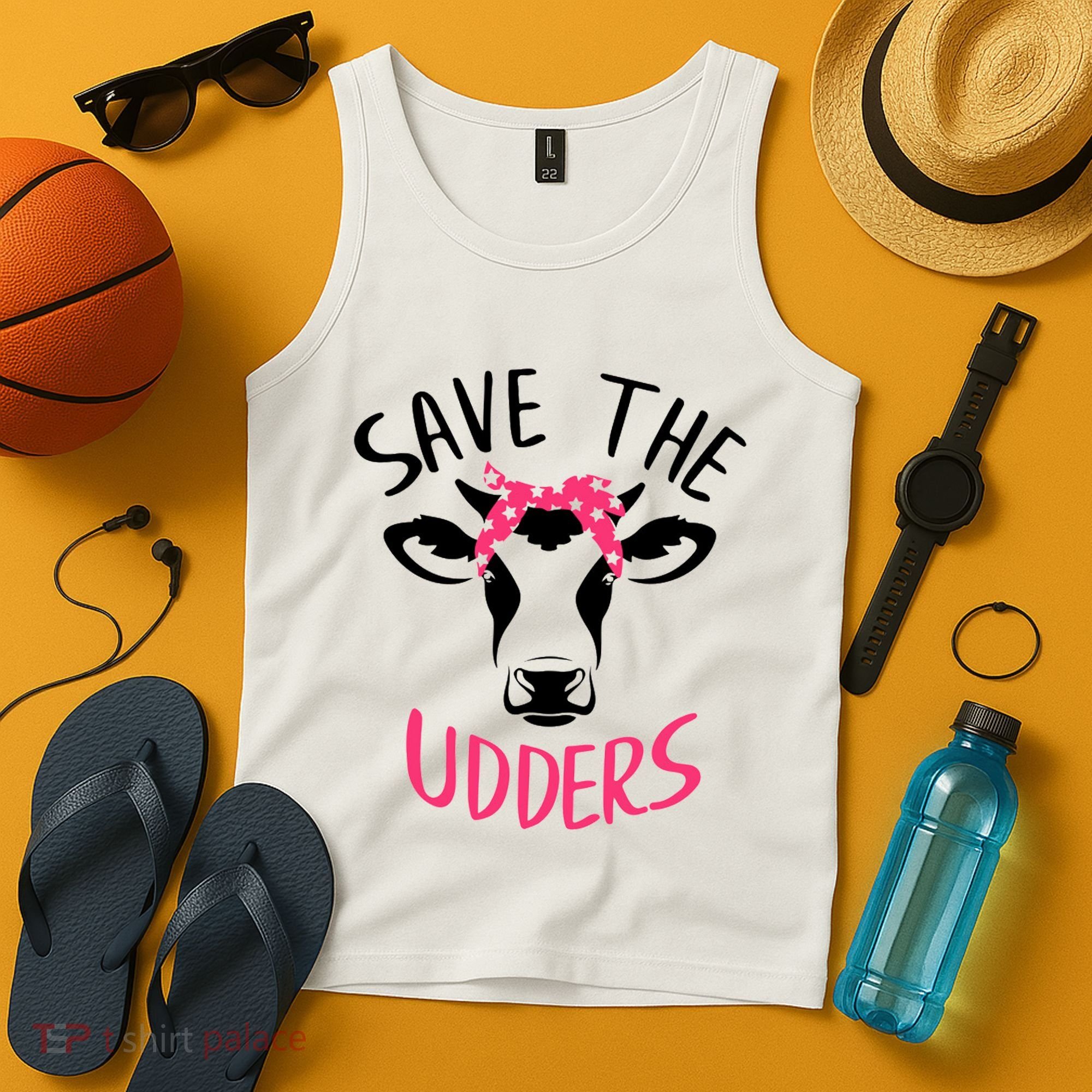 Save The Udders Breast Cancer Awareness Cow Tank Top