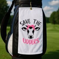 Save The Udders Breast Cancer Awareness Cow Golf Towel thumb 2