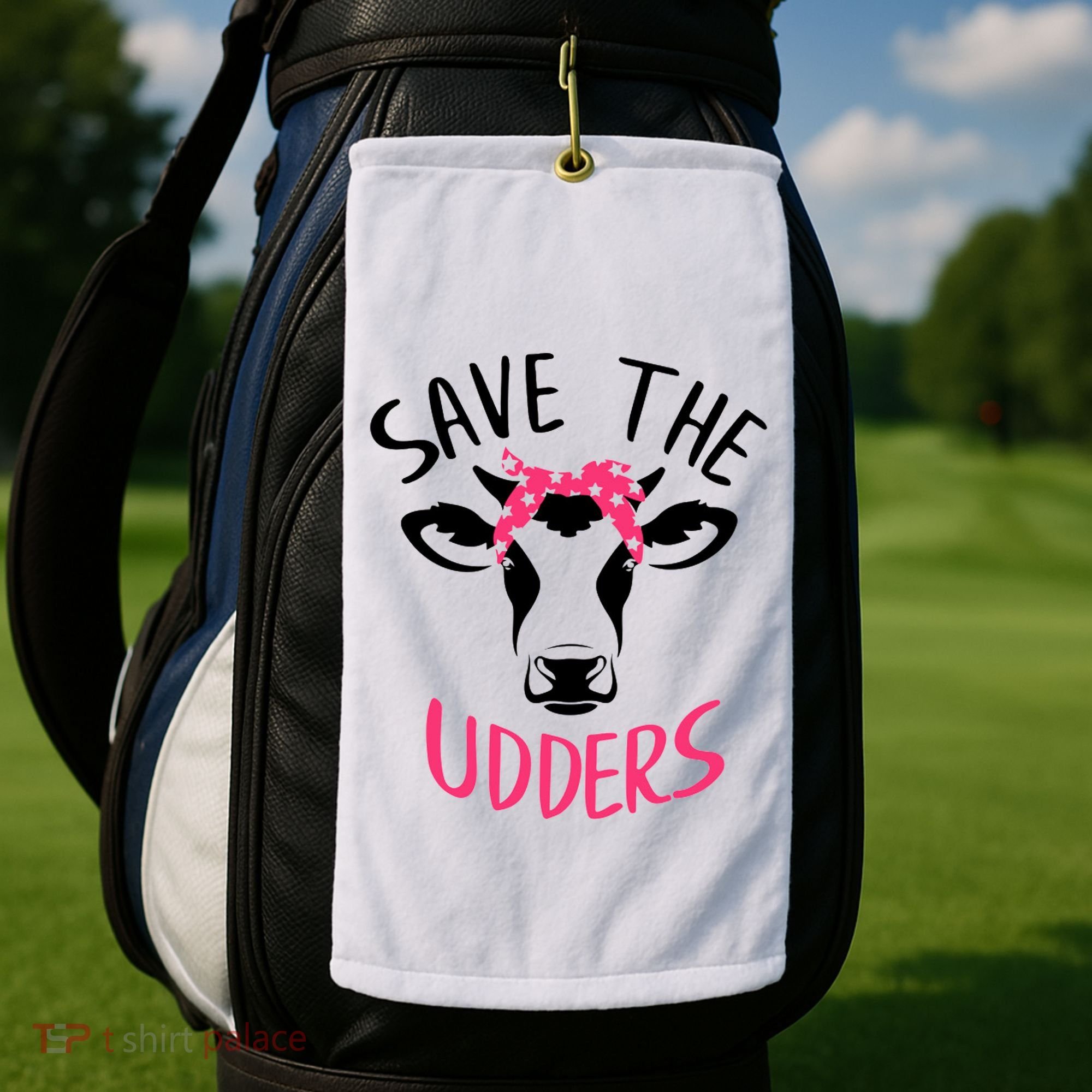 Save The Udders Breast Cancer Awareness Cow Golf Towel
