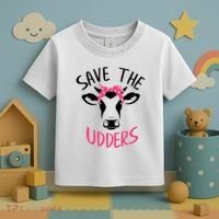 Save The Udders Breast Cancer Awareness Cow Toddler T-Shirt thumb 3