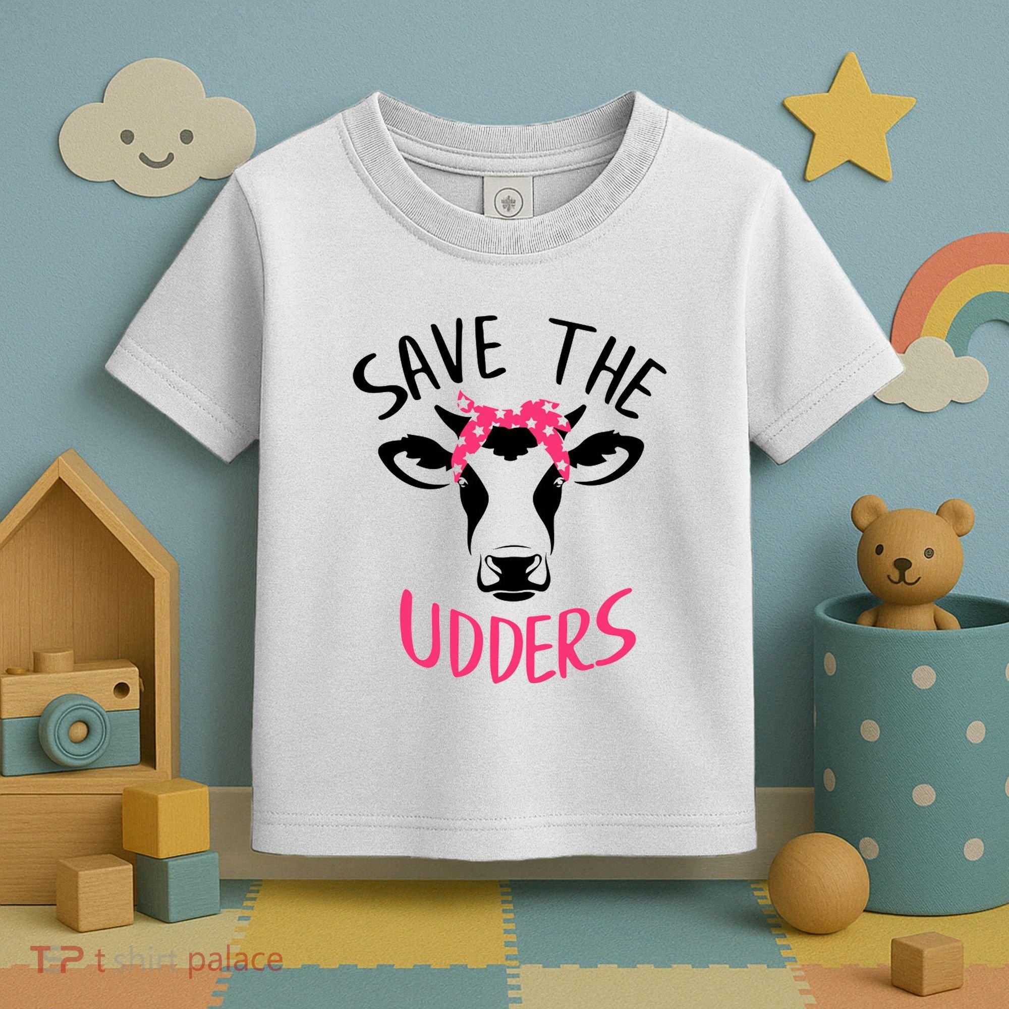 Save The Udders Breast Cancer Awareness Cow Toddler T-Shirt