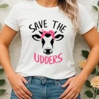 Save The Udders Breast Cancer Awareness Cow Women's T-Shirt thumb 2