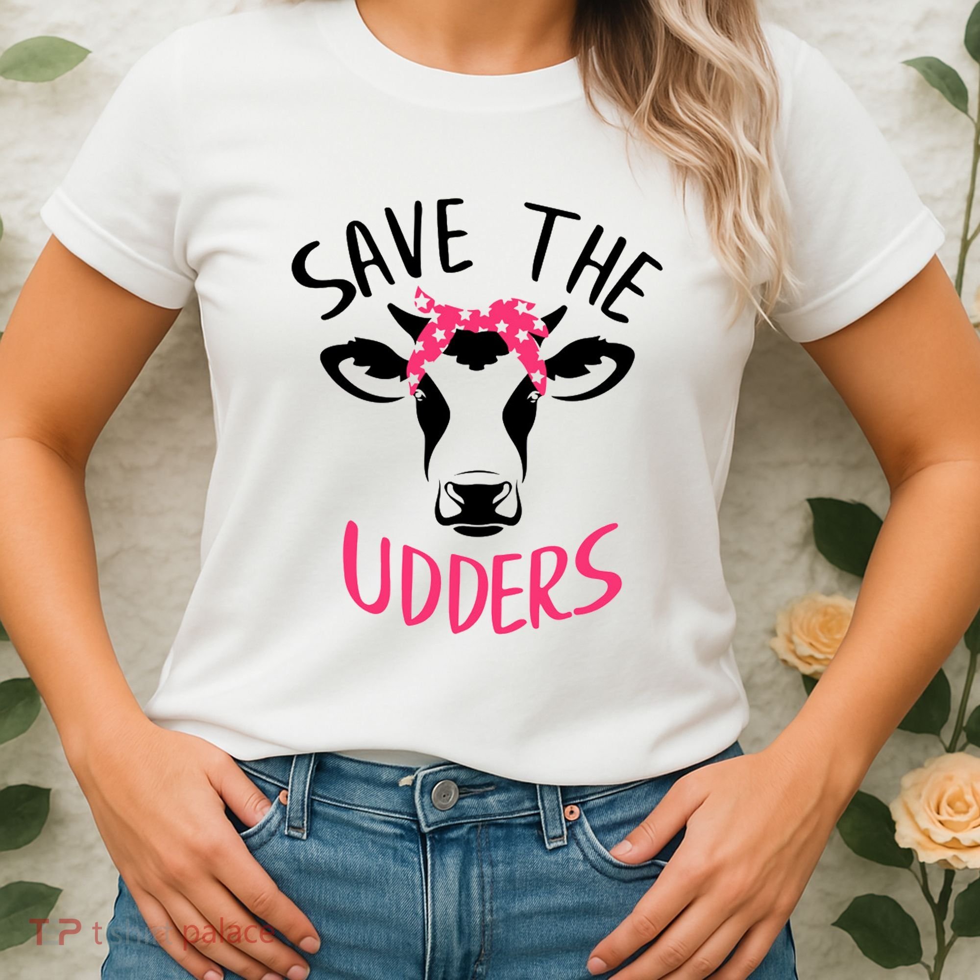 Save The Udders Breast Cancer Awareness Cow Women's T-Shirt