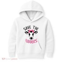 Save The Udders Breast Cancer Awareness Cow Kids Hoodie thumb 0