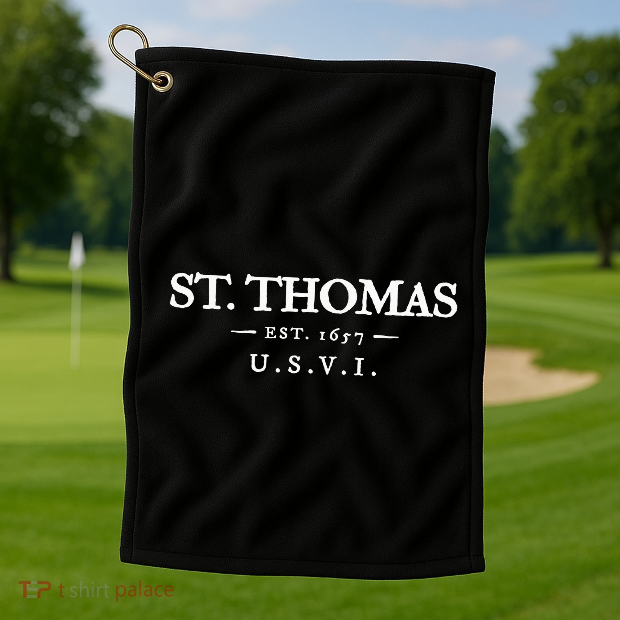 St Thomas Usvi Throwback Text Vacation Souvenir Golf Towel