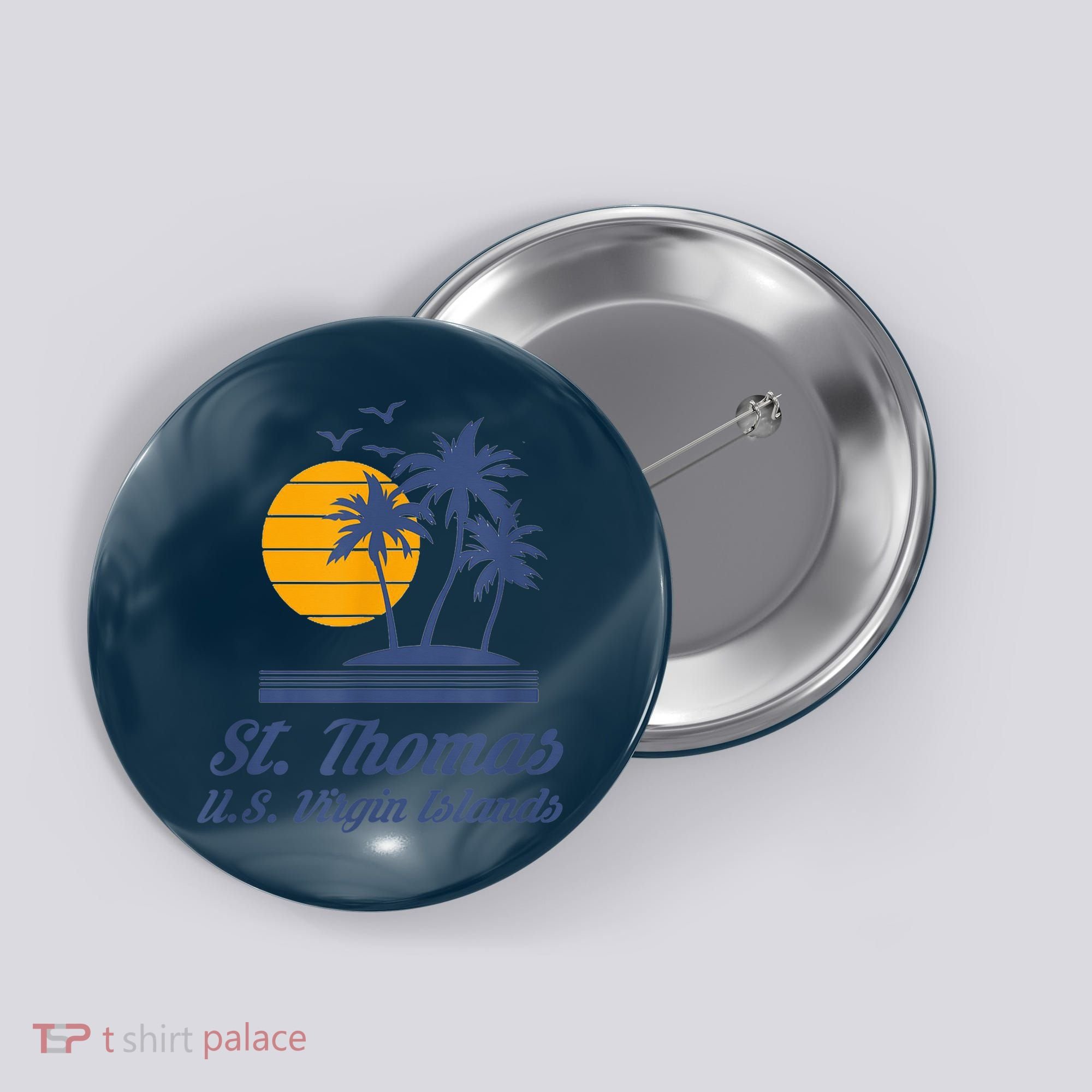 St. Thomas US Virgin Islands Shirt Caribbean Beach Souvenir Button