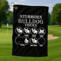 Stubborn Bulldog Tricks Golf Towel thumb 1