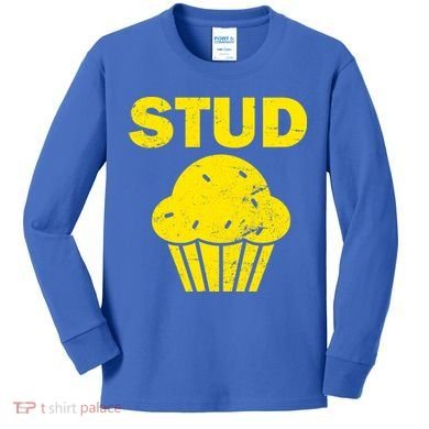 Stud Muffin Funny Retro Kids Long Sleeve Shirt