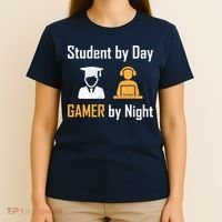Student By Day Gamer By Night T-Shirt thumb 4