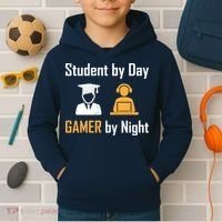 Student By Day Gamer By Night Kids Hoodie thumb 2