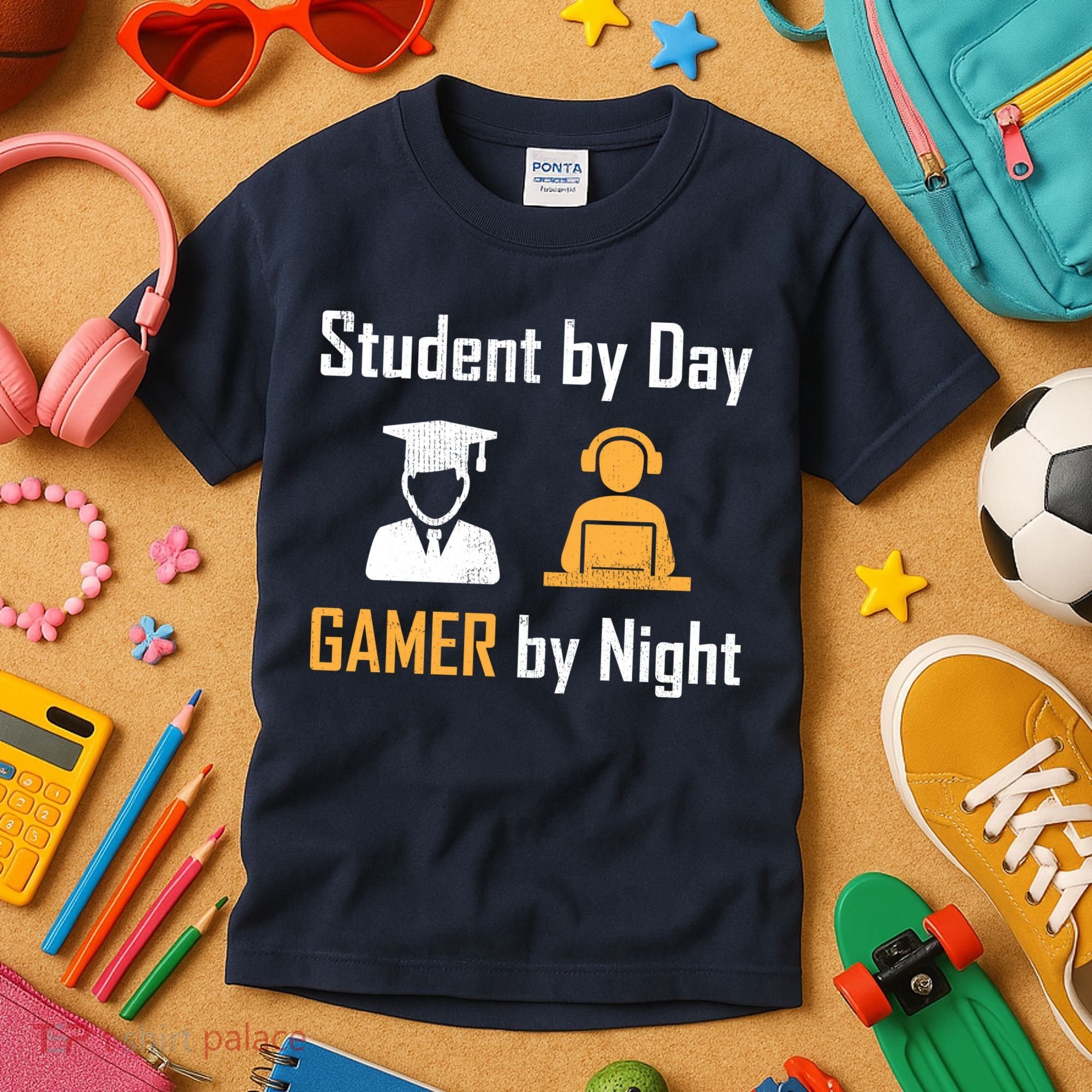 Student By Day Gamer By Night Kids T-Shirt