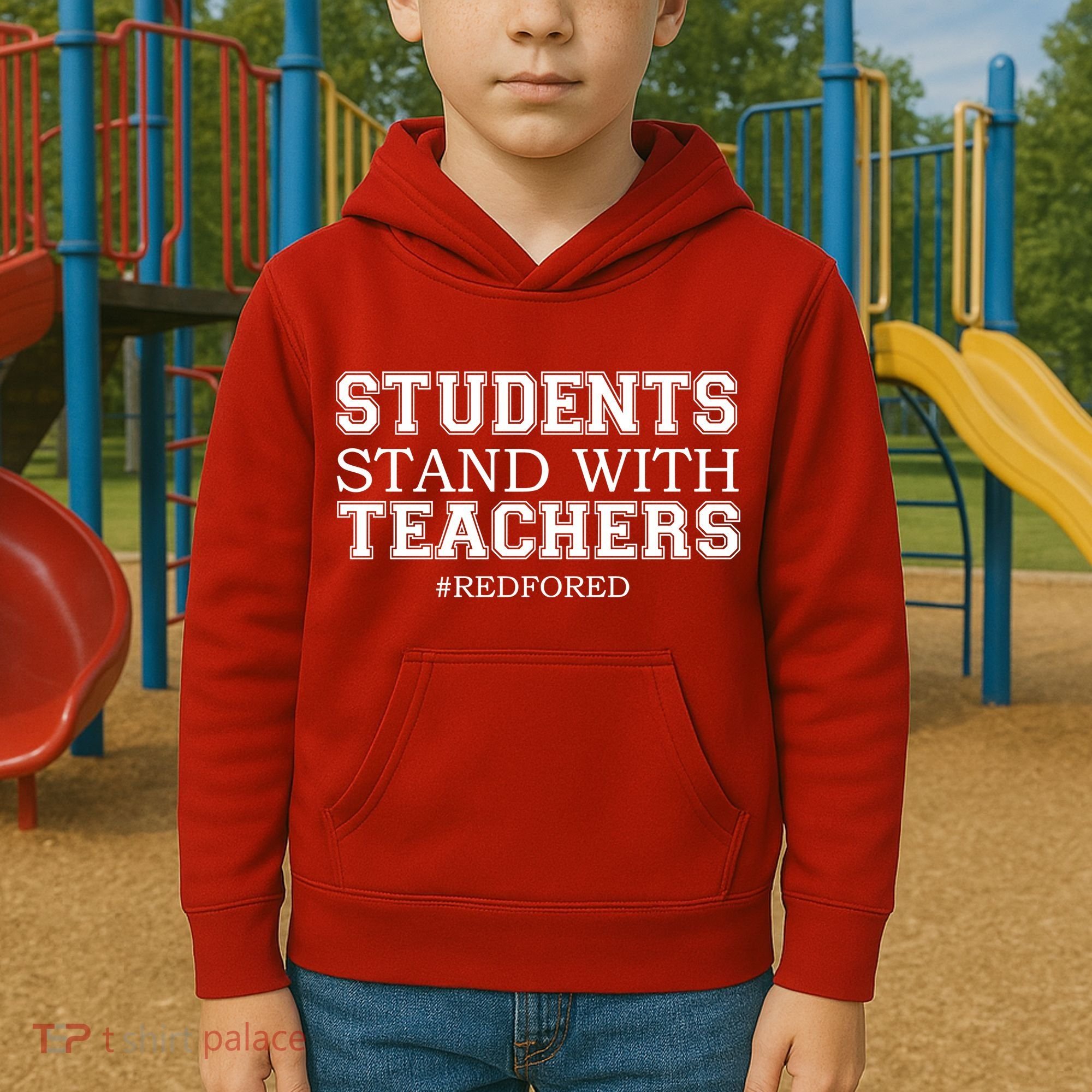 Students Stand With Teachers #RedForEd Kids Hoodie